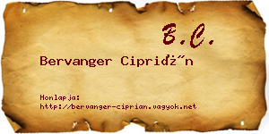 Bervanger Ciprián névjegykártya